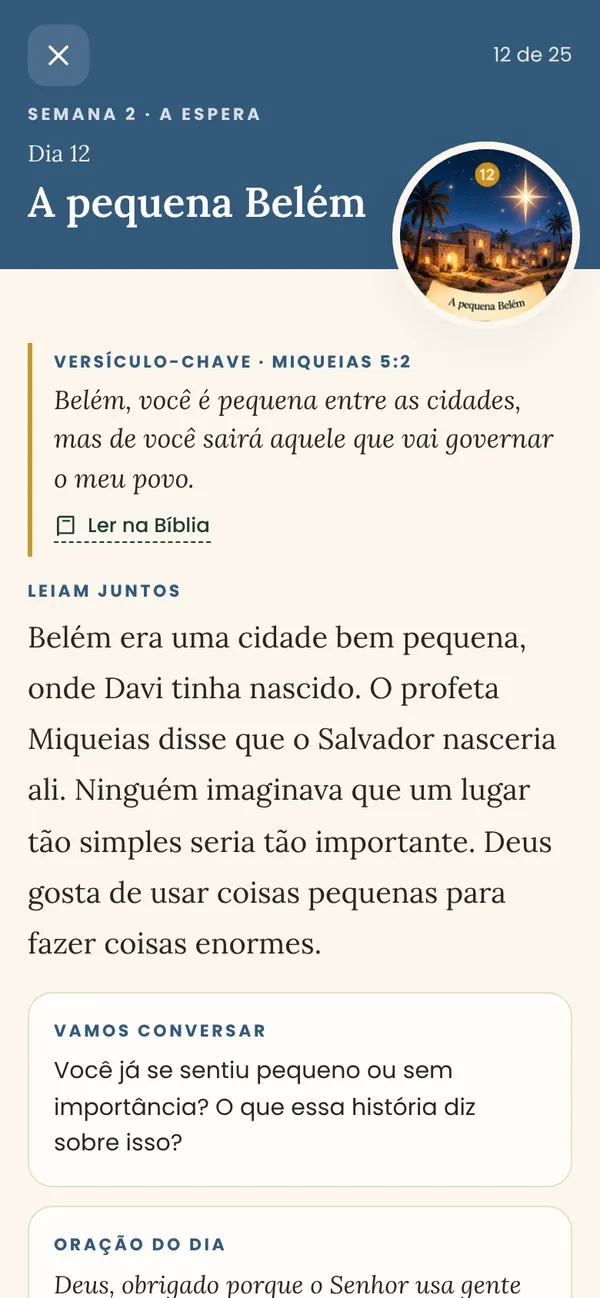 Leitura do Dia 12 com versículo e história